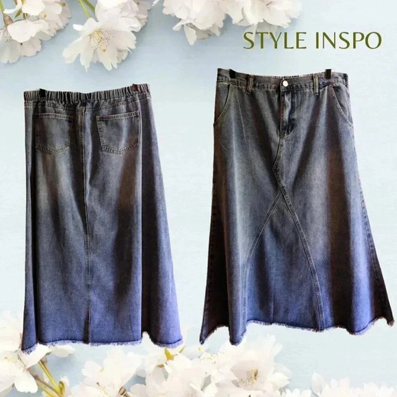 Maxi Denim Skirt M-L - Picture 1 of 6